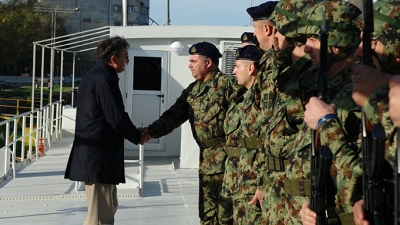Minister of Defence and SAF CHOD on board the 