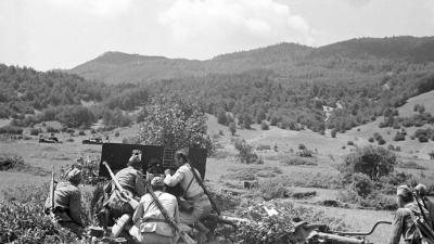 Артиљерци и тенкисти на полигону, 1949.