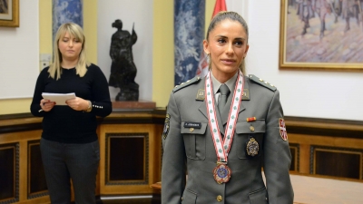 Obraćanje kapetana Nevene Jovanović na prijemu članova vojnih reprezentacija Srbije u džudou i maratonu