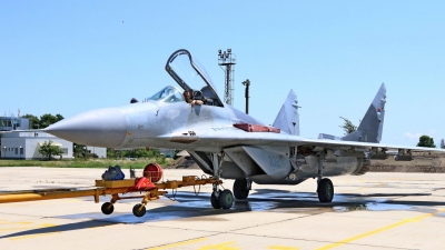 Serbian MiG-29 aircraft landing at the airport “Graf Ignjatievo” in Bulgaria