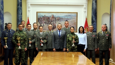 Minister Vulin and General Mojsilović with Prominent Military Athletes