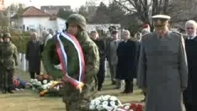 Laying a wreath at the French Military Cemetery