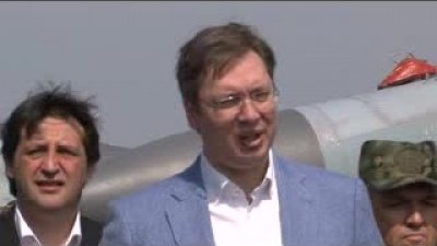 PM Vučić, MoD Gašić and Gen. Diković at Airfield Batajnica