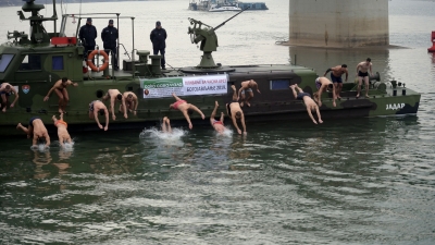 Members of the Serbian Armed Forces Swam for the Holy Theophany Cross